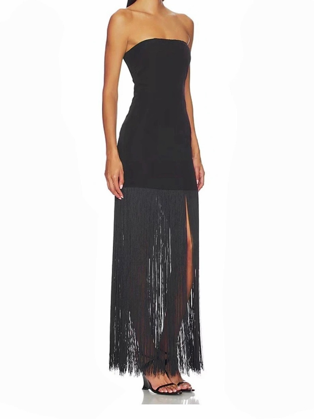 Revolve Marissa Fringe Dress Black Fringe Maxi Dress Size XS NWT